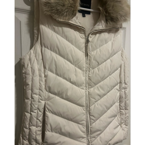 NWOT Talbots Women’s White Down Feather Vest Coat Size Large - Picture 3 of 7